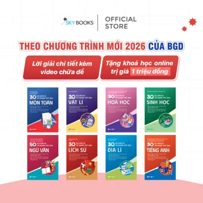 Sách Bộ Đề Ôn Thi THPT Quốc Gia 2026 Toán, Văn, Anh, Lí, Hóa, Sinh, Sử Địa + Tặng Khóa Học Online Trị Giá 1 Triệu