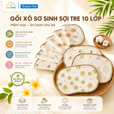 Gối Xô Sơ Sinh Sợi Tre Mềm Mịn 10 Lớp Cao Cấp Thấm Hút Mồ Hôi