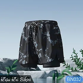 Quần tập, quần bơi hoặc đi biển 2 lớp nam giới, phong cách thoải mái, nam tính trẻ trung, vải thoáng khí nhanh khô | BN032