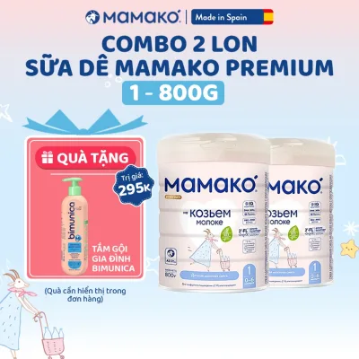 Combo 2 Lon Sữa Dê MAMAKO Premium 800g Đủ Số, Bổ Sung 13 Loại Vitamin và 7 Loại Khoáng Chất