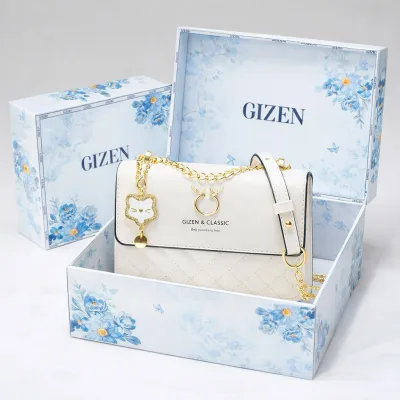 Túi xách nữ đeo chéo vai nhiều ngăn dây xích dáng vuông đẹp size 20cm GIZEN TX29