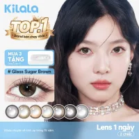 Kính áp tròng Kilala lens 1 ngày màu xám DIA 14.0mm 14.2mm 14.5mm và màu xám Twinkle Brown，Ice Peach Grey，Gifted Brown，lens cận 1 ngày có độ (0-7) 2 chiếc