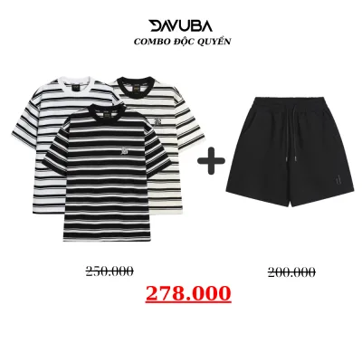 Áo thun trơn kẻ sọc Dream + quần short D CB27