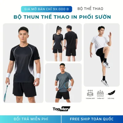 Bộ đồ thể thao nam vải thun co dãn thoáng khí đủ size M - 4XL mã T-01 - TOPMEN
