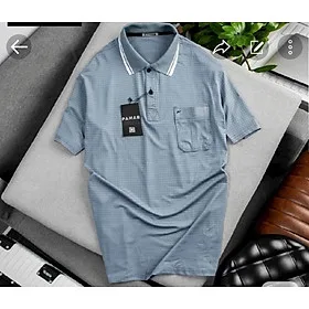 Áo thun nam cổ bẻ kiểu trơn có 1 túi áo