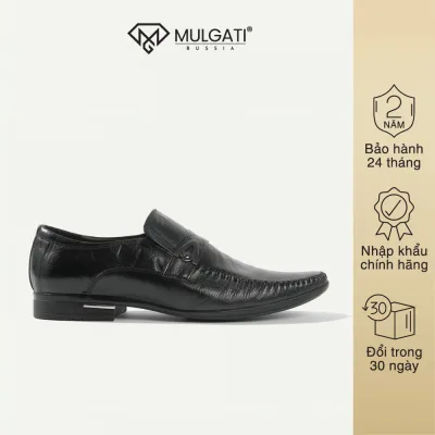 Giày tây nam MULGATI Plain da nhăn đai ngang đính khuy - YD136-V900