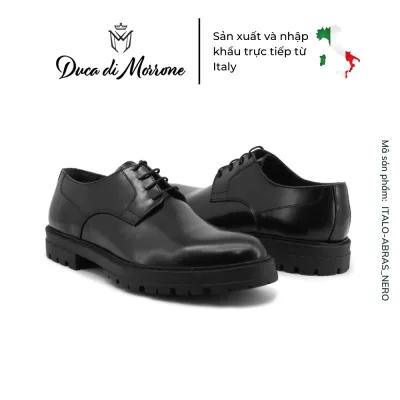 Duca di Morrone men's premium genuine leather plain high shine youth shoes-Italian made and imported-itsolo