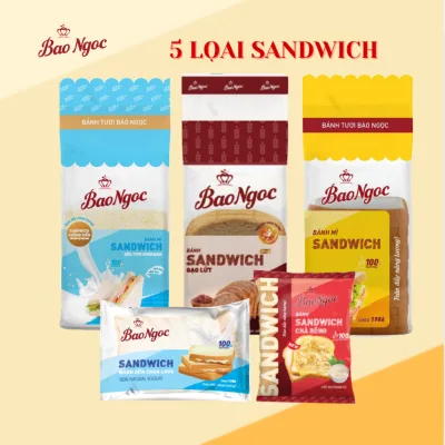 Bánh mì sandwich 5 loại vị bánh ngon không viền, nhân sữa chua, chà bông Bảo Ngọc 50 đến 215g