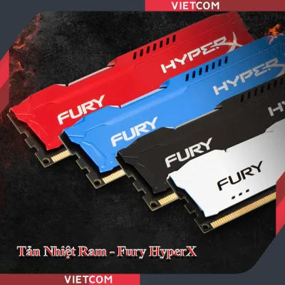 Tản Nhiệt Ram Fury HyperX, Fury Beast - DDR3, DDR4, DDR5 - Chất liệu nhôm, khắc Logo chữ nổi - Tặng kèm 2 miếng dán