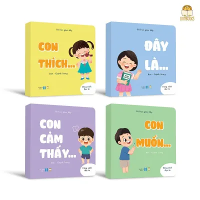 Sách - Bộ Bé Học Giao Tiếp 4 cuốn - Bồi cứng & Song ngữ Việt-Anh