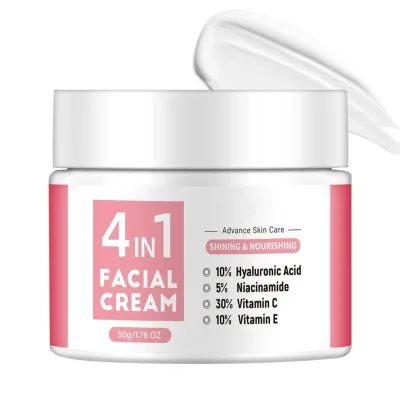 Kem Dưỡng Ẩm Mặt 4 Trong 1 Axit Hyaluronic Niacinamide Vitamin C & E Kem Dưỡng Da Mặt Chống Lão Hóa Cho Nữ Chống Nhăn Mặt Kem Dưỡng Ẩm Cho Mọi Loại Da Chăm Sóc Da Ngày & Đêm 1.76 O