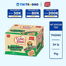 Thùng 24 Ly Mì Khoai Tây Cung Đình Hương Vị Lẩu Tôm Chua Cay