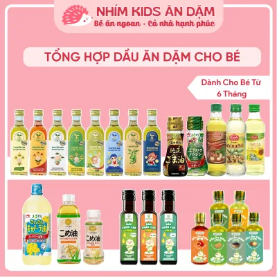 Tổng Hợp Các Loại Dầu Ăn Dặm Hữu Cơ Gồm Dầu Óc Chó, Olive, Mè, Gấc, Cá Hồi, Macca Cho Bé Từ 6 Tháng