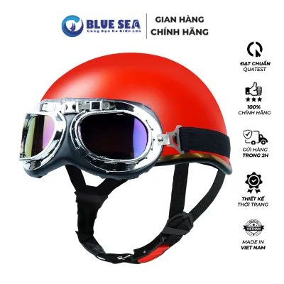 Mũ bảo hiểm 1/2 đầu, nửa đầu có kính phi công BLUE SEA - A366KPC - Đủ màu sơn - Thời trang - FreeSize - Chính hãng