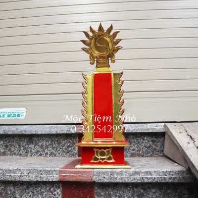 Bài vị thờ gia tiên hỏa long gỗ hương sơn son thếp vàng cao 45cm