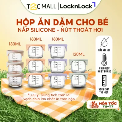 Hộp Thủy Tinh Trữ Đồ Ăn Dặm Cho Bé LocknLock Hũ Chia Vạch Nắp Silicone LLG508S3, LLG509S3PUP, LLG058S2MIT - T2C Mall
