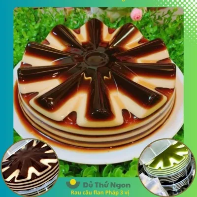 RAU CÂU FLAN PHÁP 3 VỊ CAFE/MATCHA/SOCOLA - BÁNH SINH NHẬT RAU CÂU - 1,4kg 20cm