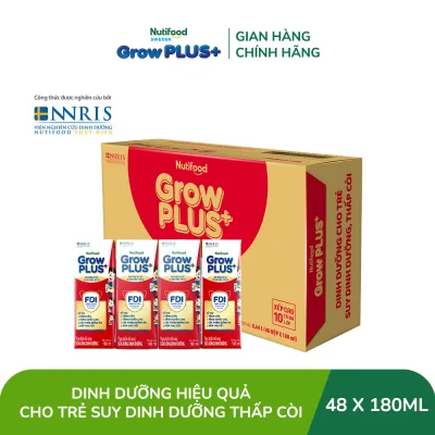 Nutifood Growplus+ Ready-To-Drink Powdered Milk Carton - Nutritional Deficiency - Supports Weight Gain, Height Increase - (48 Boxes X 180ml) (Packaging Depends on Import Batch)