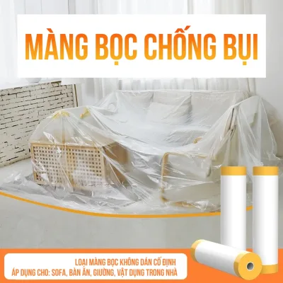 Màng bọc nilon che bụi đa năng, che phủ, ngăn bụi, bảo vệ nội thất, che sơn, bọc hàng, băng keo màng nilon che bụi sơn15