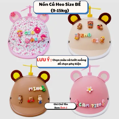 Nón Bảo Hiểm Cá Heo Size BÉ 9-14kg Phối phụ kiện Tặng Charm tên Khi Có Ghi chú