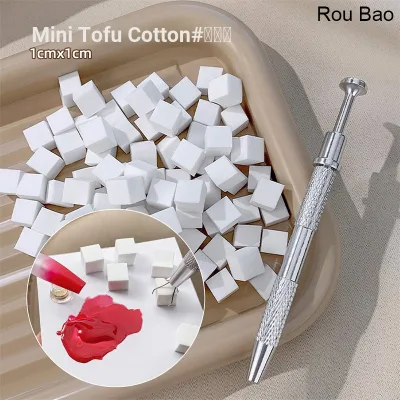 Rou Bảo Móng Tay Mini Vuông Bọt Biển Bốn Móng Vuốt Kẹp Bút Dizzy Bột Blusher Vỗ Ba Lan DIY Móng Tay Nghệ Thuật Dụng Cụ Làm Móng Tay
