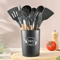 Set Dụng Cụ Nhà Bếp Silicon Chống Dính Chịu Nhiệt Cao Cấp 12 Món Tiện Lợi Có Hộp Đựng – Muôi Vá Đũa Kẹp Nấu Ăn