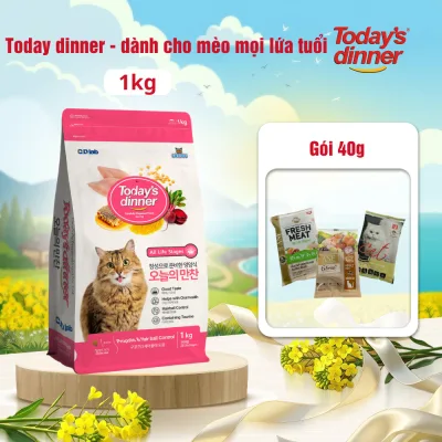 Thức ăn cho mèo mọi lứa tuổi TODAY'S DINNER 1kg, hạt thức ăn khô nhập khẩu Hàn Quốc