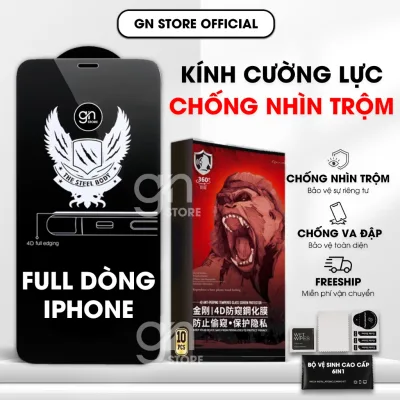 Kính cường lực chống nhìn trộm cho iPhone 17 Promax 16/15/14/13/12/11 Promax/Plus/Mini/Xs/Xr full màn - GN STORE [𝐂𝐍𝐓]