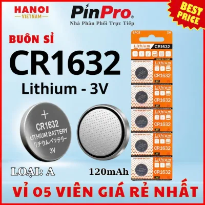 Vỉ 5 Pin Cúc áo CR1632 3V Pin Chất Lượng Cho Cảm Biến Áp xuất Lốp Smartkey Thiết Bị Y Tế ( PinPro )