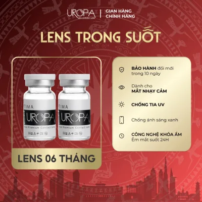Lens cận trong suốt đeo hằng ngày UROPA chống tia UV, dùng cho mắt nhạy cảm kính áp tròng 6 tháng