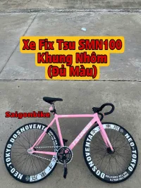 Xe Đạp Thể Thao Fix Gear Tsunami SMN100 Màu Hồng Phấn, Khung Nhôm, Đĩa Legend 46T (Kèm Dây Strap Và Đồ Lắp)