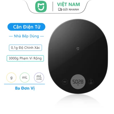 Cân điện tử Mijia cho nhà bếp, phạm vi rộng 1-3000g, Cân chính xác 0,1g, Bề mặt kính cường lực, Cân nhà bếp di động