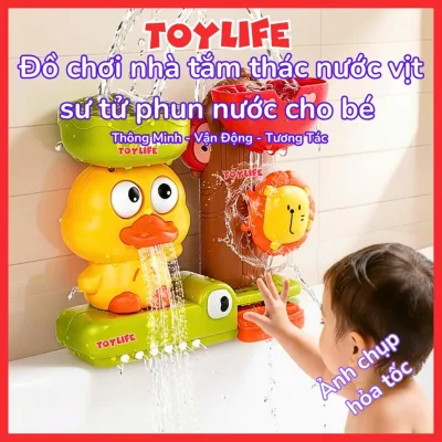 Đồ chơi nhà tắm thác nước vịt sư tử phun nước cho bé đồ chơi thác nước bánh xe nước xoay bồn tắm trẻ em TOYLIFE