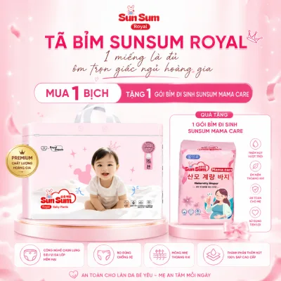 1 bịch Tã Bỉm Đêm SunSum Royal | Công Nghệ Men Vi Sinh Chống Hăm | Bỉm Dán & Bỉm Quần Cho Bé