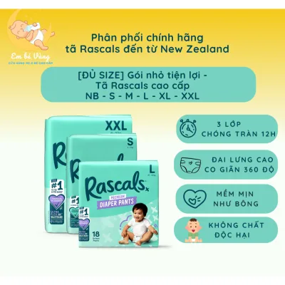 Gói mini đủ size- Bỉm tã Rascals cao cấp, bỉm tã thấm hút tốt, không hóa chất độc hại
