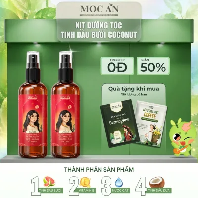 X2Bco120 - Combo of 2 Spray Bottles of Green Peel Grapefruit Essential Oil & Young Coconut Oil Moc an Haircare 120ml Supports Hair Loss Reduction, Hair Growth Hair Care
