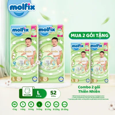 Tã/bỉm quần Molfix Thiên nhiên Super Jumbo đủ các size M56/L52/XL46/XXL42