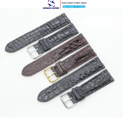 Dây đồng hồ nam size 22mm 20mm .dây da đồng hồ gai chân cá sấu gắn chốt thông minh khóa kim không rỉ,bảo hành 6 tháng tặng kèm móc khoá da bò Songhan Leather