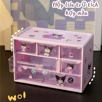 Kệ thu gọn để bàn 6 ngăn ngăn kéo hình chó Cinnamoroll (Ngọc Quế) dễ thương cho sinh viên