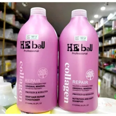 Dầu gội xả collagen HE TEPI 1000Ml Hồng mượt tóc hương nước hoa - kiềm dầu - hỗ trợ chống rụng tóc