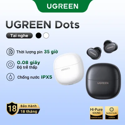 Ugreen Dots Bluetooth 6.0 Tws Headphones Support 4 Mic Aac / Sbc Audio Codec Hi-Pure Audio Spatial Audio Low Latency Audio App Control Wireless Headphones Model:75627