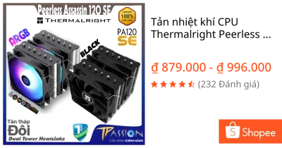 Tản nhiệt khí CPU Thermalright Peerless Assassin 120 SE / PA120 SE ARGB LED 5V / WHITE ARGB -Chính hãng, socket LGA1700