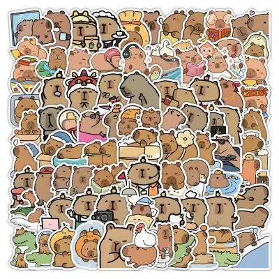 Bộ 100 miếng dán sticker Capybara dễ thương dán nón bảo hiểm laptop vali quà tặng độc đáo