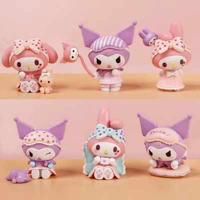 Bộ 6 Mô Hình Melody Kuromi Sanrio, Nhân Vật Hoạt Hình Yêu Thích, Mô Hình Cao 7cm, Bộ Sưu Tập Yêu Thích