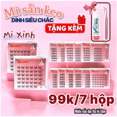 Mi sẵn keo [3 hộp 50k,7 hộp 99k] Lông mi giả sẵn keo MI XINH, từ 2 hộp tặng nhíp lông mi giả tự dính
