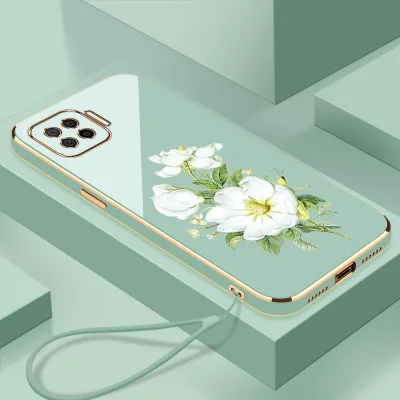 Ốp lưng hoa nhài flowe OPPO a73 2020 A93 4g F17 pro Reno 4F Reno 4 LITE Vỏ điện thoại mạ điện siêu mỏng Vỏ điện thoại mịn có cạnh góc phải Vỏ điện thoại silicon chống sốc