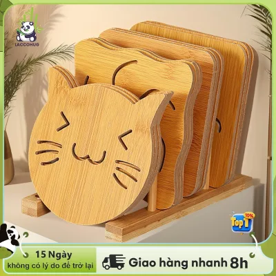 Đệm Lót Cốc Tre Chống Nóng Đệm Lót Nồi Bát Đĩa Hình Hoạt Hình Chống Trượt Cho Bếp