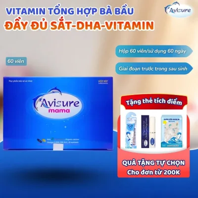 Vitamin cho bà bầu Avisure Mama bổ sung đầy đủ vitamin khoáng chất, Sắt, DHA Hộp 60 viên