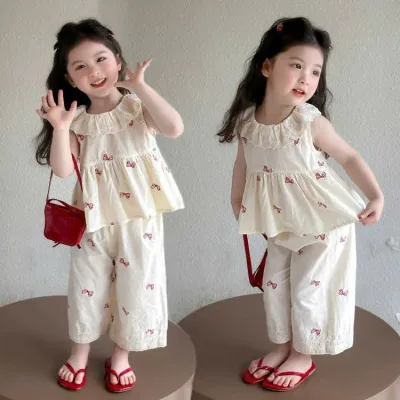 Set đồ đi chơi bé gái sát nách, bộ đồ mùa hè cho bé gái size từ 8-28kg cực mát cực xinh họa tiết cute ST1 Viola Kids
