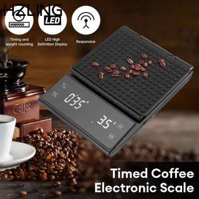 Cân nhà bếp HZLING, Cân điện tử chính xác cao 3Kg / 0,1G, Màn hình LCD nhỏ giọt đổ nóng có hẹn giờ Cân Espresso Nhà bếp gia đình